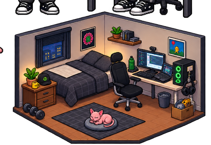 Habitación pixel-art oficial de Procastia
